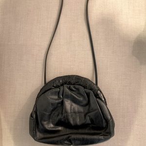 Vintage 1980’s Black Faux Leather Clutch Purse